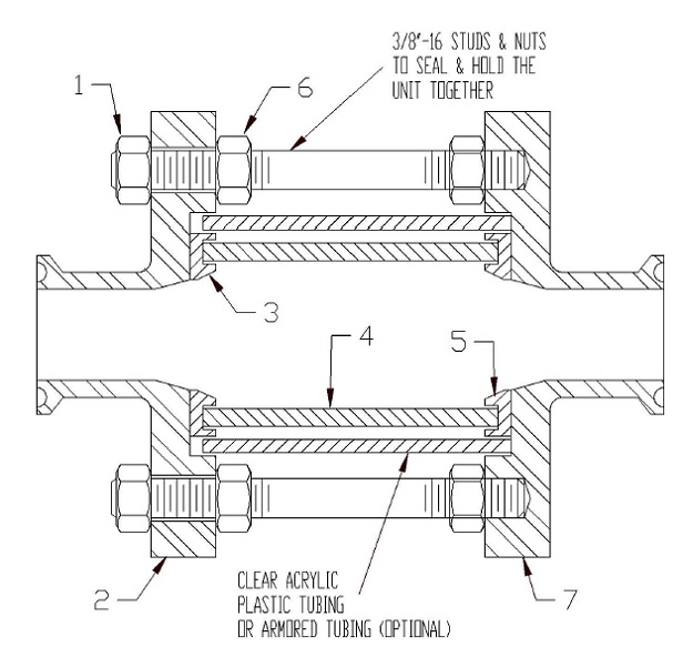 Full View Sanitary Sight Flow Indicator Assembly